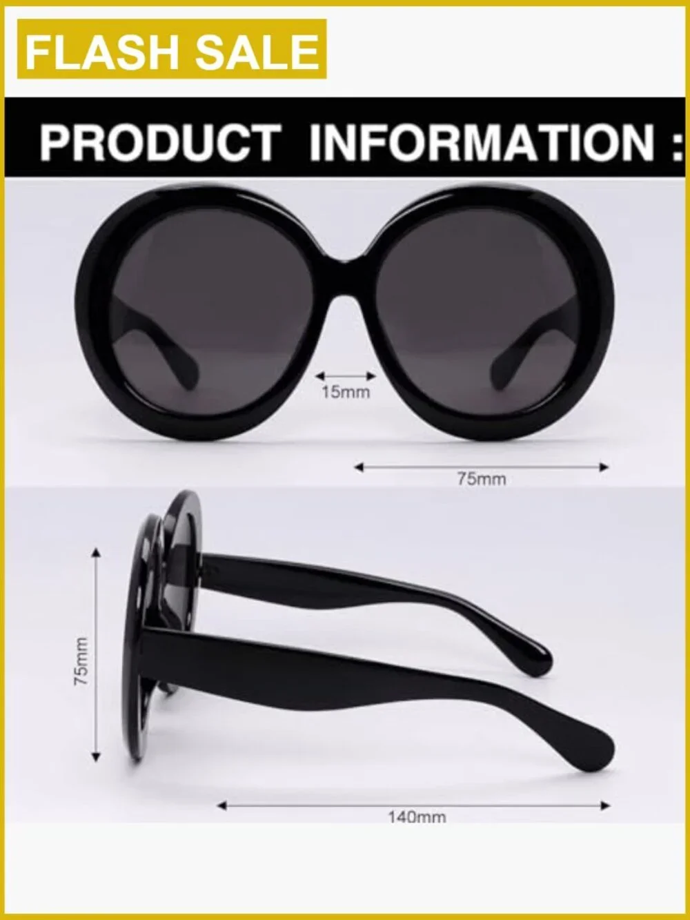 Vintage Oversized Round Sunglasses UV400 Protection XL